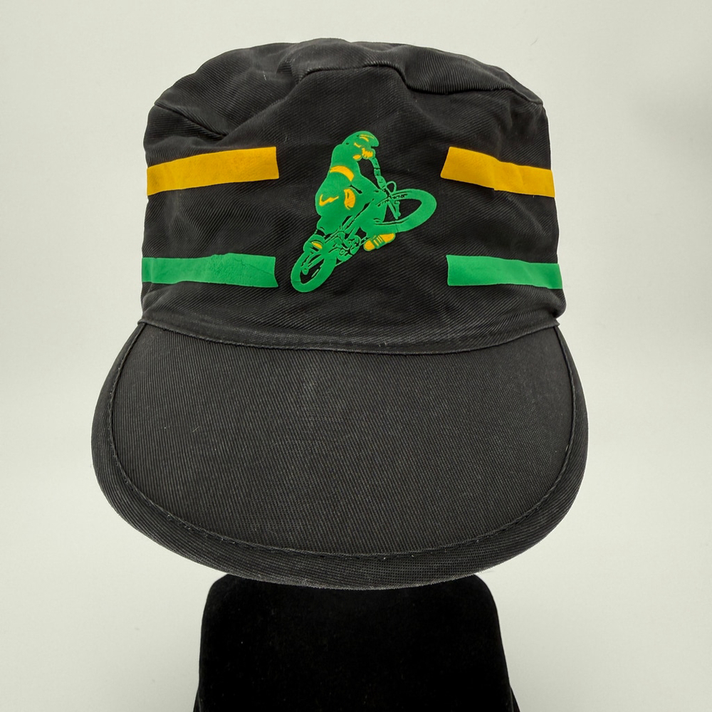 Vintage BMX Hat Men Midway Industries Black & Yellow BMX Hat, One Size